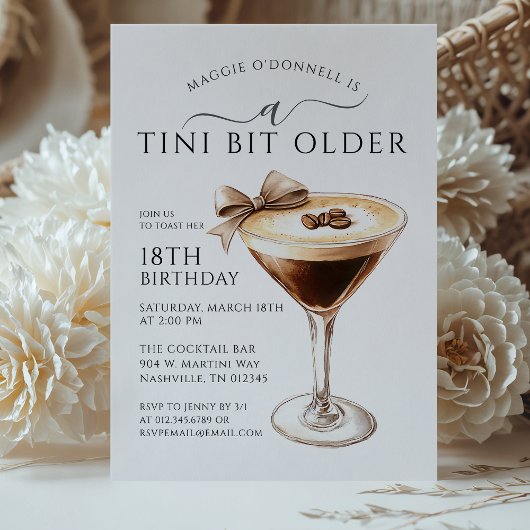 Invitation Un Tini Bit plus ancien Espresso Martini 18e anniv