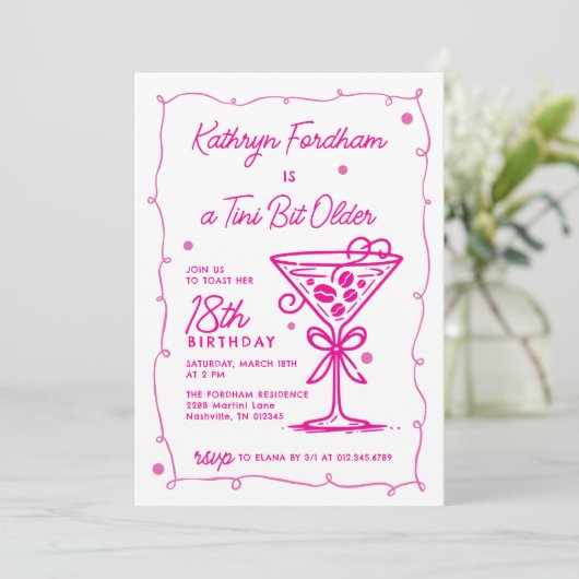 Invitation Un Tini Bit plus ancien Espresso Martini 18e anniv (Debout devant)