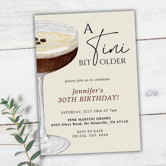 Invitation Un Tini Bit plus vieux Espresso Martini 30e annive