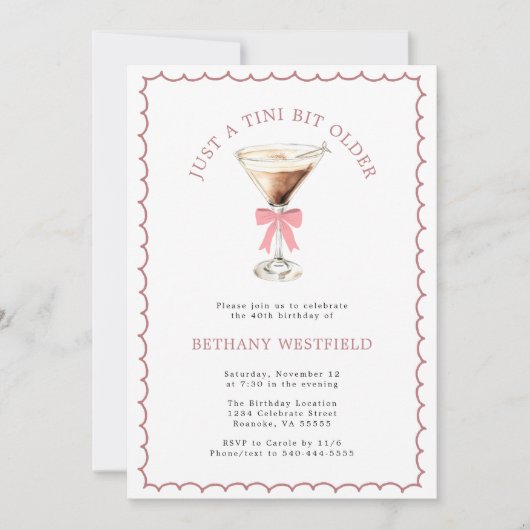 Invitation Un Tini Bit plus vieux Espresso Martini 40e annive (Devant)