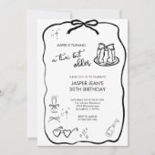 Invitation Un Tini Bit plus vieux Noir & Blanc Bow 30e annive (Devant)
