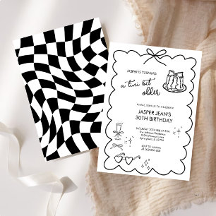 Invitation Un Tini Bit plus vieux Noir & Blanc Bow 30e annive