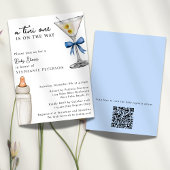 Invitation Un Tini One Blue Martini thème QR Code Baby shower