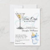 Invitation un tini one est en route, martini chic baby shower (Devant)