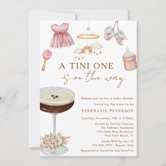Invitation Un Tini Sur Le Chemin Baby shower Espresso Martini (Devant)