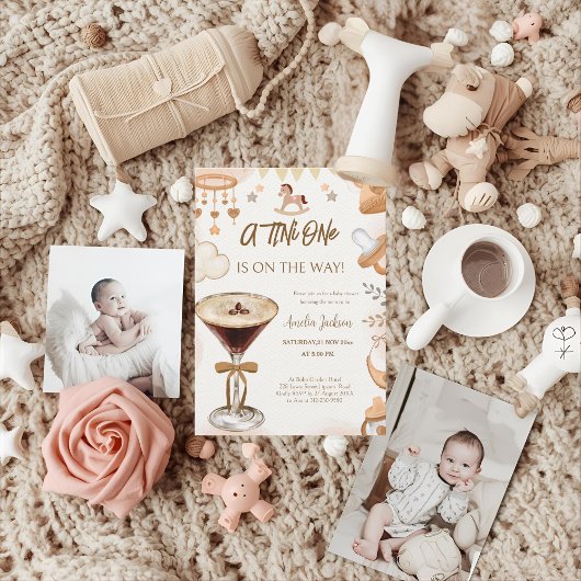 Invitation Un Tini Sur Le Chemin Baby shower Espresso Martini