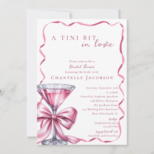 Invitation Un Tini Un Peu Dans L'Amour Fête des mariées À Mar (Devant)