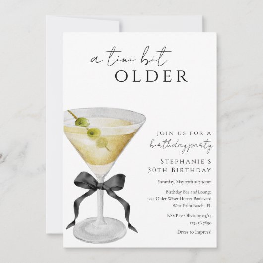 Invitation Un Tini Un Peu Plus Ancien Chic Dirty Martini Anni (Devant)
