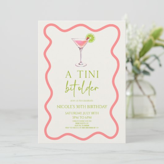 Invitation Un Tini Un Peu Plus Ancien Cosmo Rose Martini Anni (Debout devant)
