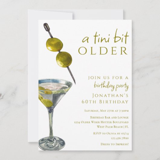 Invitation Un Tini Un Peu Plus Ancien Deux Olives Martini Sal (Devant)