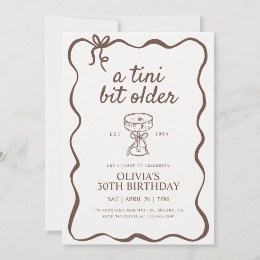 Invitation Un Tini Un Peu Plus Ancien Espresso Martini Brown  (Devant)