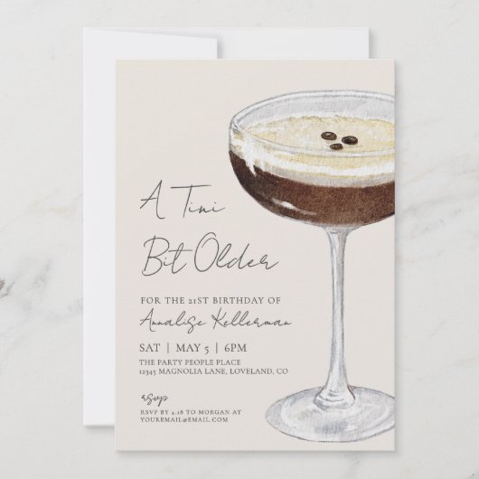 Invitation Un Tini Un Peu Plus Ancien Espresso Martini fête d (Devant)