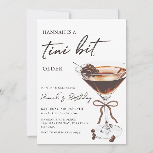 Invitation Un Tini Un Peu Plus Ancien Espresso Martini fête d (Devant)