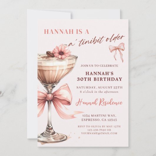 Invitation Un Tini Un Peu Plus Ancien Espresso Rose Martini A (Devant)