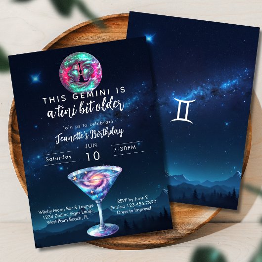Invitation Un Tini Un Peu Plus Ancien Gemini Zodiac Martini A