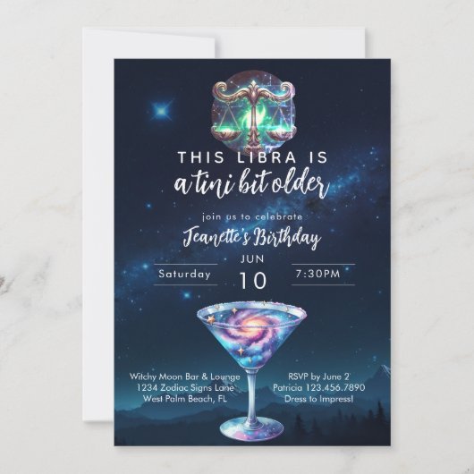 Invitation Un Tini Un Peu Plus Ancien Libra Zodiac Martini An (Devant)