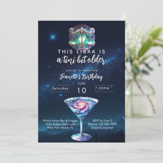 Invitation Un Tini Un Peu Plus Ancien Libra Zodiac Martini An (Debout devant)