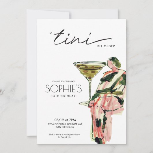 Invitation Un Tini Un Peu Plus Ancien Martini Artsy Anniversa (Devant)