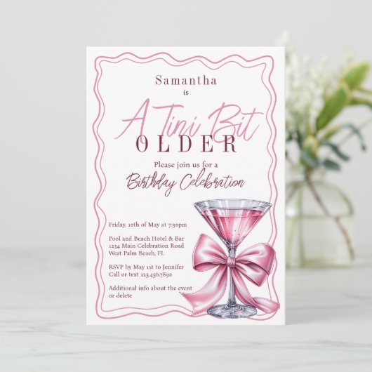 Invitation Un Tini Un Peu Plus Ancien Martini Bow Rose Annive (Debout devant)