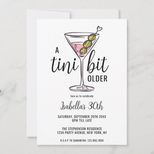 Invitation Un Tini Un Peu Plus Ancien Martini Main Dessinée A (Devant)
