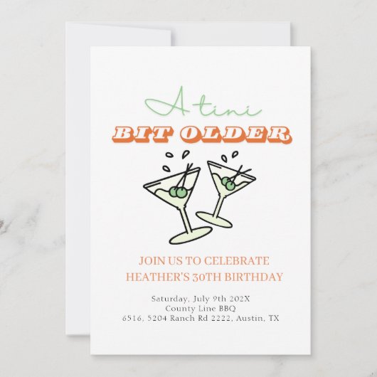 Invitation Un Tini Un Peu Plus Ancien Martini Olive Adulte An (Devant)