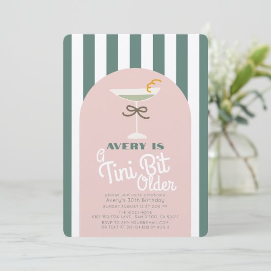 Invitation Un Tini Un Peu Plus Ancien Martini Rose Rétro Anni (Debout devant)