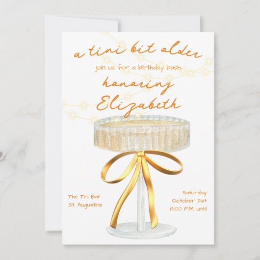 Invitation Un Tini Un Peu Plus Ancien Martini Thème Anniversa (Devant)