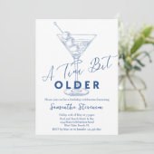 Invitation Un Tini Un Peu Plus Ancien Moderne Minimal Bleu An (Debout devant)