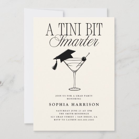 Invitation Un Tini Un Peu Plus Intelligent Graduation (Devant)