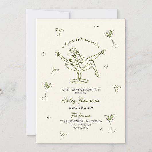 Invitation Un Tini Un Peu Plus Smarteuse Main Tirky Tirée Gra (Devant)