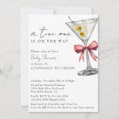 Invitation Un Tini un simple code QR Baby shower rose Martini (Devant)