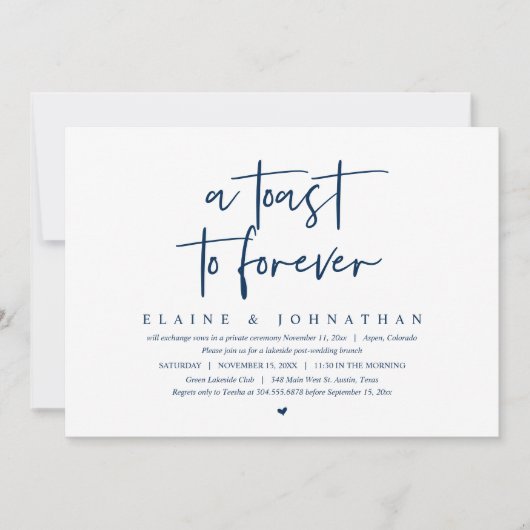 Invitation Un toast à l'éternité, Mariage Elopement Brunch Pa (Devant)