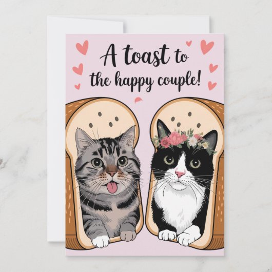 Invitation Un toast au couple heureux Mariage de chat drôle (Devant)