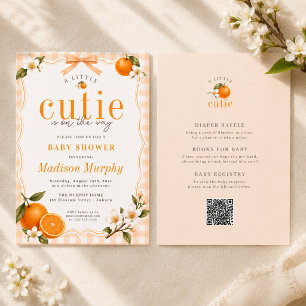 Invitation Un Tout Petit Mignon Gingham Orange Neutre
