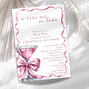 Invitation Un tout petit peu amoureux Martini à noeud rose po