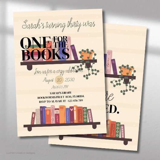 Invitation Un trente anniversaire de bibliophile à marquer d'