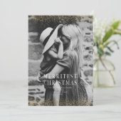 Invitation Un très brillant joyeux Noël paillettes or Photo  (Debout devant)