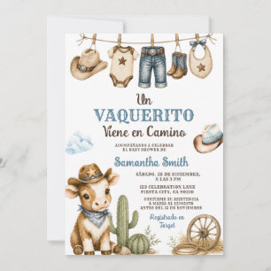 Invitation Un Vaquerito Viene en Camino Fête de Naissance Béb