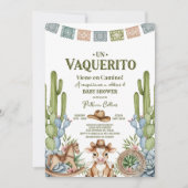 Invitation un vaquerito viene en camino rodeo baby shower (Devant)