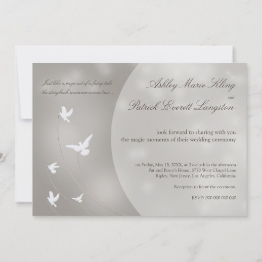 Invitation Un vrai Mariage de conte de fées (Dos)