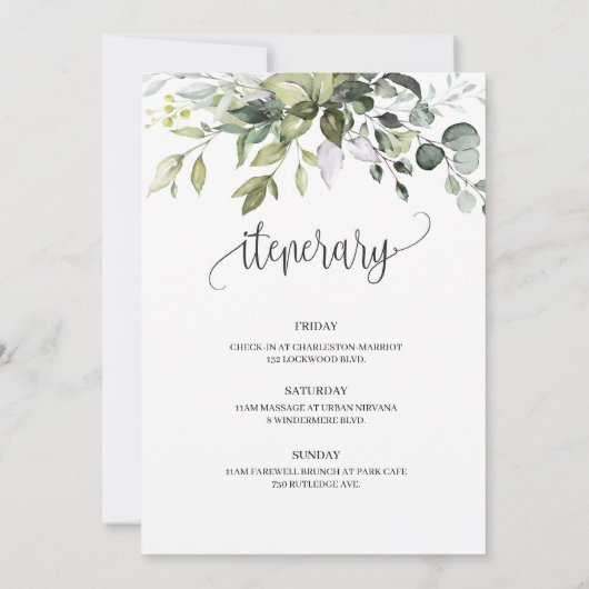 Invitation Un week-end de bachelorette vert et moderne (Dos)