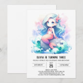 Invitation Under the Sea Adorable Mermaid Birthday (Devant / Derrière)