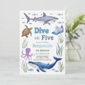 Invitation Under the Sea Animals Birthday Party (Debout devant)