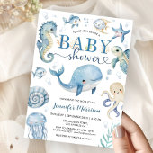 Invitation Under The Sea Baby Shower Boy Blue Ocean