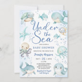 Invitation Under The Sea Baby Shower Boy Cute Ocean  (Devant)