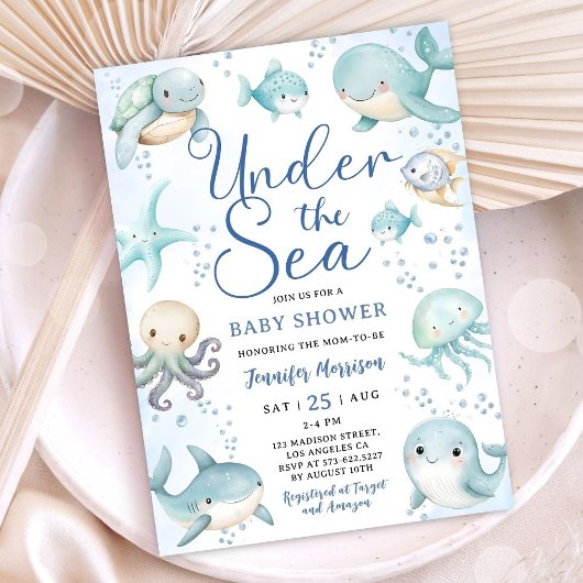 Invitation Under The Sea Baby Shower Boy Cute Ocean 