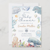 Invitation Under the Sea Baby Shower Ocean Animals Neutral (Devant)