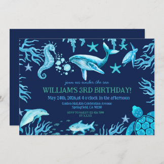 Invitation Under the Sea birthday invitation, ocean boy