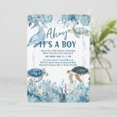 Invitation Under the Sea Blue Ahoy It's a Boy Baby Shower (Debout devant)
