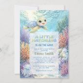 Invitation Under the Sea Cute Turtle Boy Baby Shower (Devant)